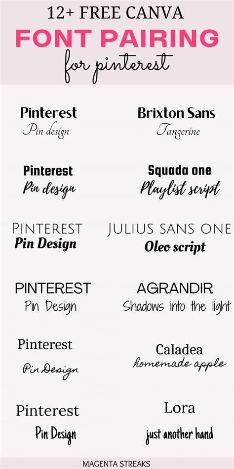 12 Best Canva Free Font Pairings For Pinterest Pins Magentastreaks