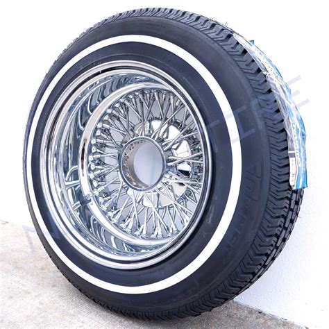 13x7 Reverse Chrome 72 Spoke Cross Lace Wire Wheels Whitewall Tires Ninja Tire