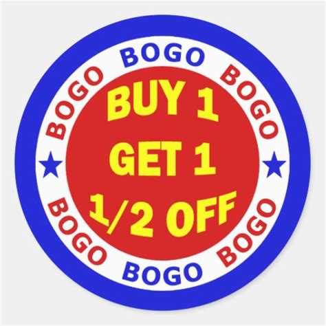 Bogo Buy One Get One Half Off Classic Round Sticker Zazzle