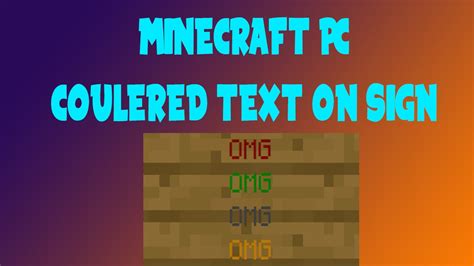 Color Text On Sign In Minecraft Pc Youtube