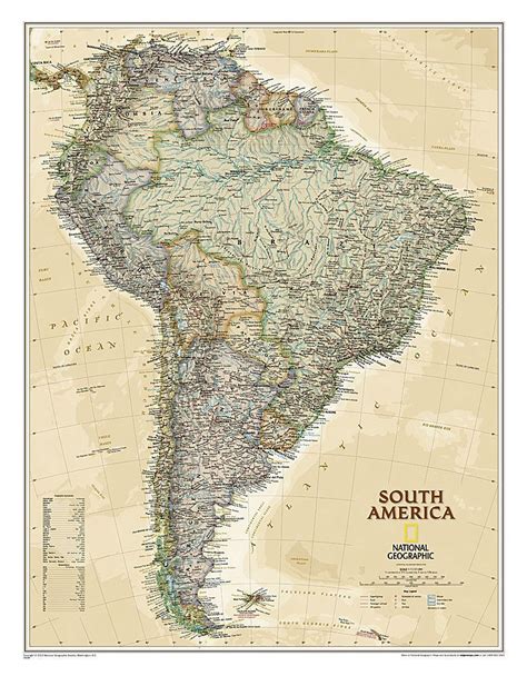 South America Executive Laminated By National Geographic Maps South