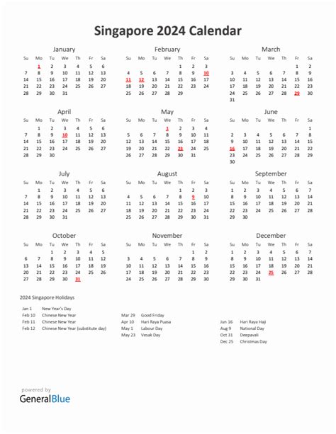 Calendar For Year 2024 Singapore 2024 Calendar 2024 Printable
