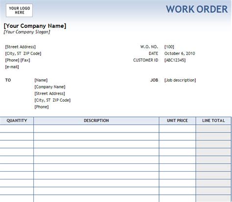 1.add new record by using this button a record can be added. Printable Excel Free Work Order Templates - TrainingAble