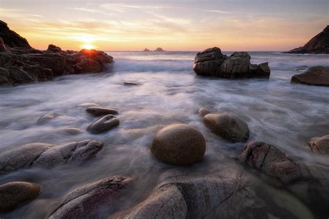 Rocks On Porth Nanven Beach At Sunset Cornwall Uk Photograph By Ross