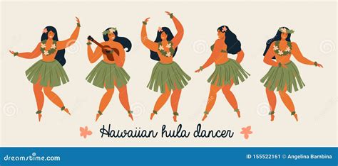 Hawaiian Hula Dancer Young Pretty Woman Cartoon Vector Cartoondealer