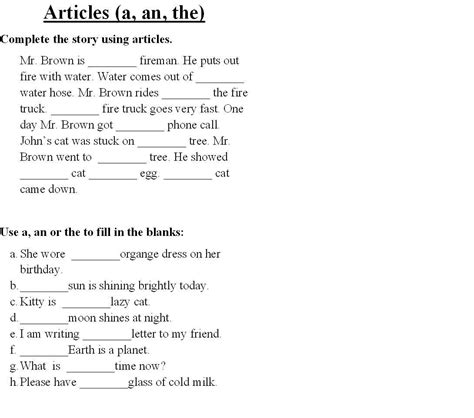 Article Worksheets For Grade 2