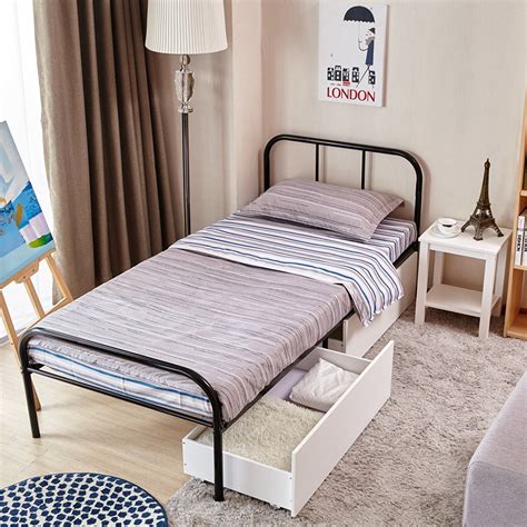 Twin mattress size (39″ x 75″) is generally used in the kids' rooms and also when there is a lack of room space, these mattresses are used. Twin Size Bed Frame with Headboard and Stable Metal Slats ...