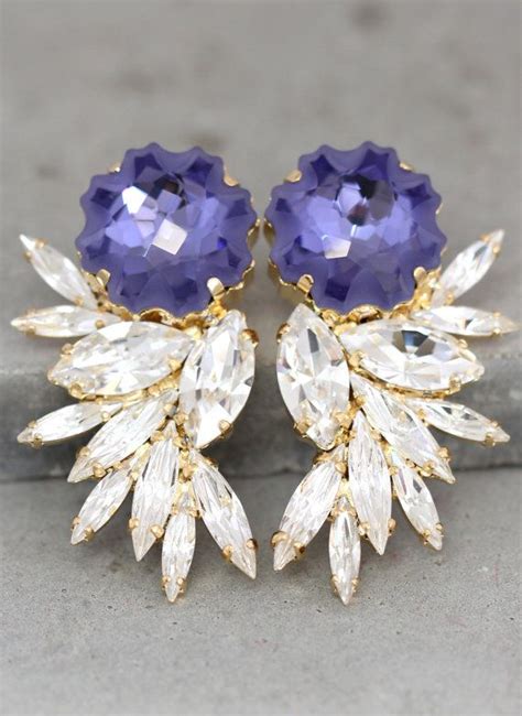 Purple Earrings Statement Earrings Swarovski Chandelier Earrings