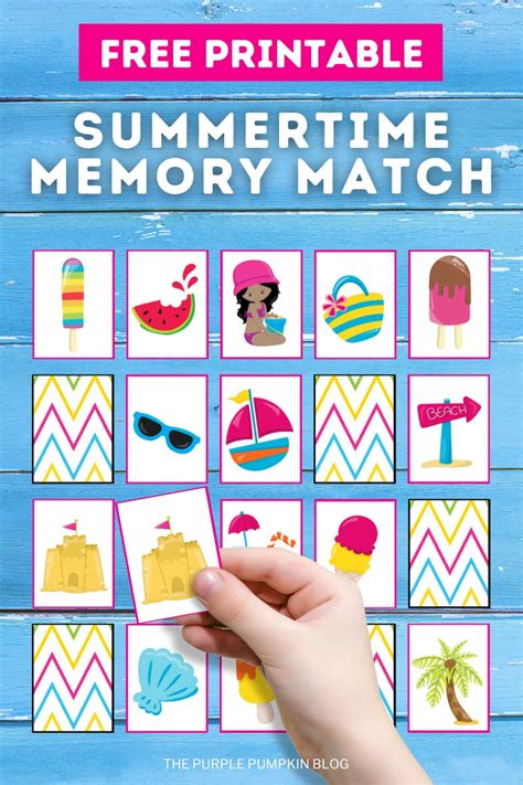 Free Printable Summer Memory Card Game Matching Pairs