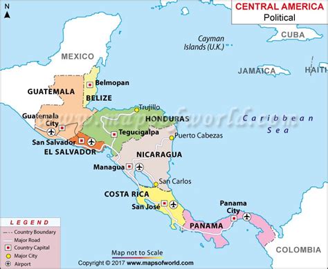 Central America Political Map With Capitals The World Map