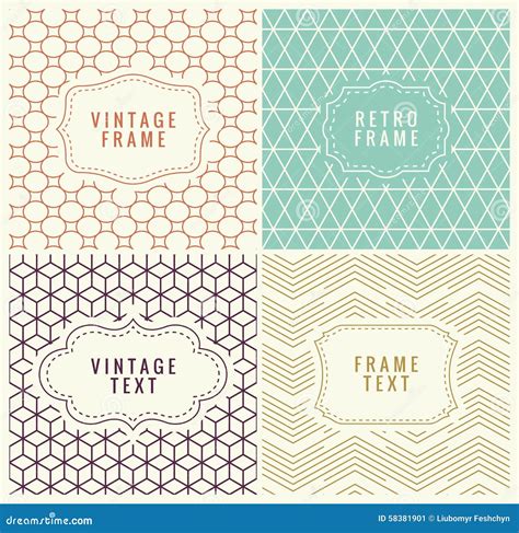 Retro Mono Line Frames With Place For Text Stock Vector Illustration