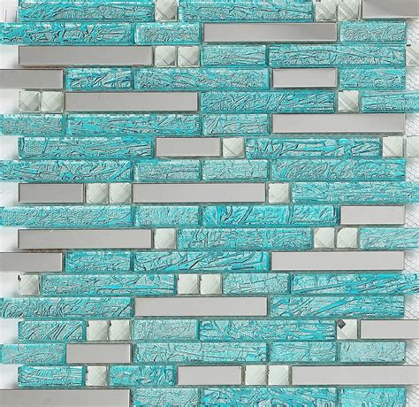 Cyan Blue Crystal Glass And Stone Mosaic Tile Bathroom Tiles Buy Stone Mosaic Tile Cyan Blue