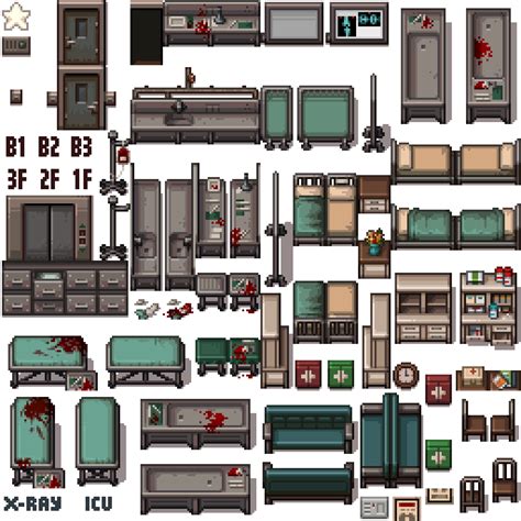 Retro Hospital Objects Rpg Tileset Free Curated Assets For Your Rpg