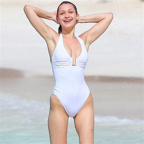Bella Hadids One Piece Swimsuit In St Barts 2016 Popsugar Fashion