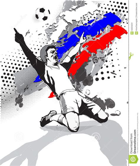 Grunge Style Image Of The Flag And The Victory Of The Football Player