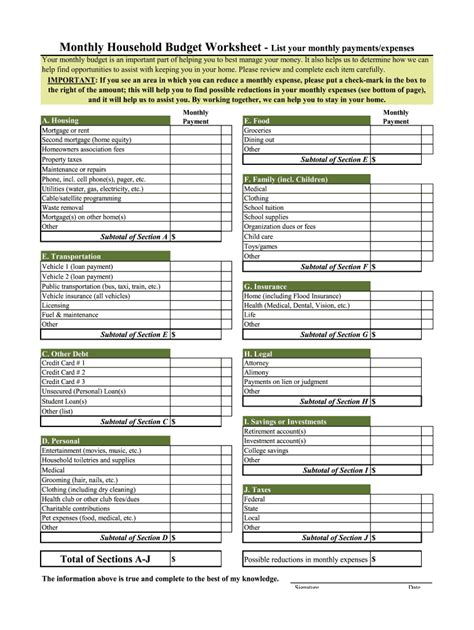 Printable Blank Budget Sheet