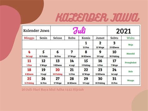 Kalender Jawa 2021 Lengkap Dengan Weton Dan Wuku Riset
