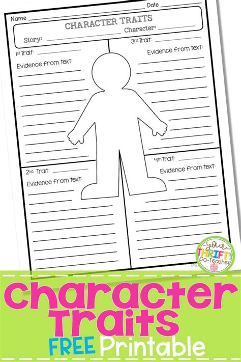 This Free Character Traits Worksheet Can Be Used With A Variety Of