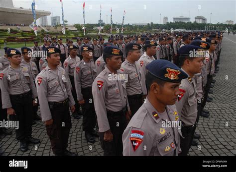 Dec 23 2008 Jakarta Indonesia Anti Riot Police Officers Stand Guard During Security