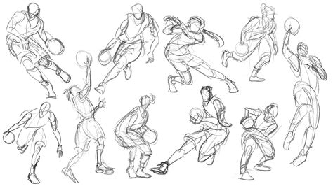 Basketball Gesture Drawings Sports Drawings Drawing Reference