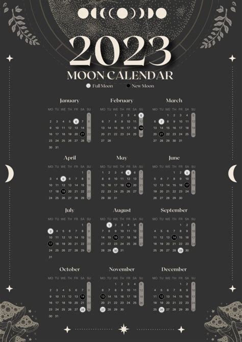 Free Pdf Moon Calendar 2023 Printable With Phases ⋆ Witch Journal