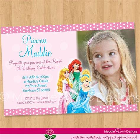 Disney Princess Invitation Printable Personalized Disney Princesses