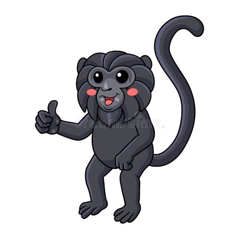 Cute Goeldi S Monkey Cartoon Giving Thumb Up Stock Vector