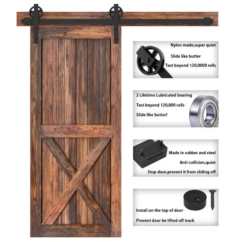 Winsoon 5 16ft Single Wood Sliding Barn Door Hardware Kit 5ft Basic