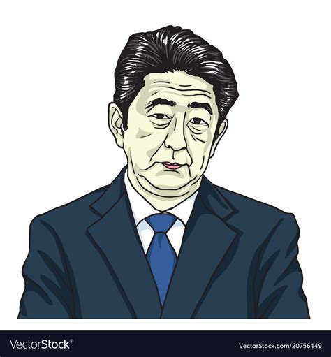 Shinzo Abe The Prime Minister Of Japan Cartoon Vector Image