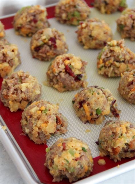 Sausage And Stuffing Balls With Cranberries Celery And Onion Stove