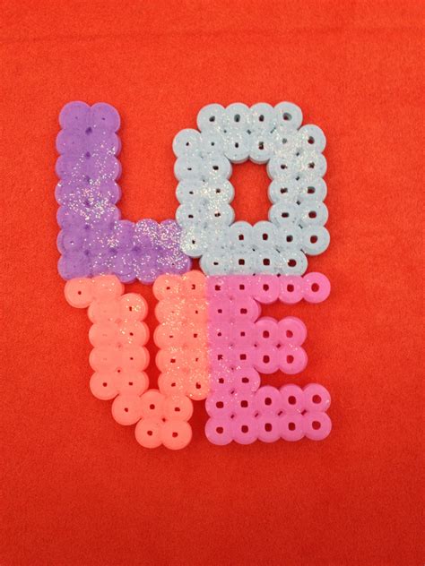 Perler Bead Pastel Love With Glitter Perler Beads Crafts Melty Beads