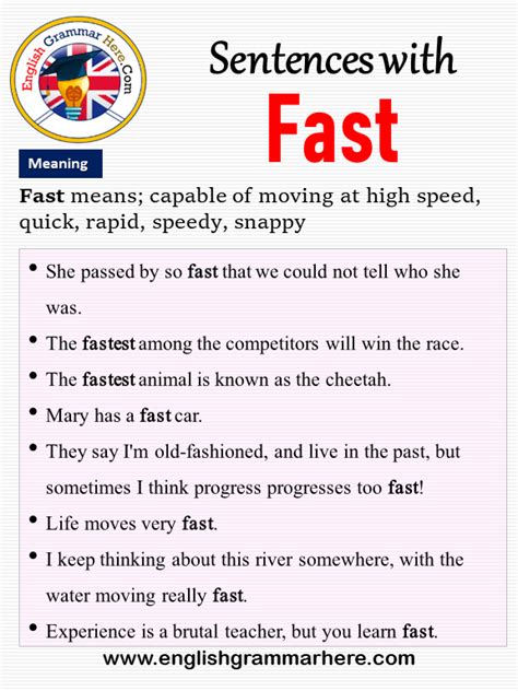 Sentences With Fast Fast In A Sentence And Meaning When Using The