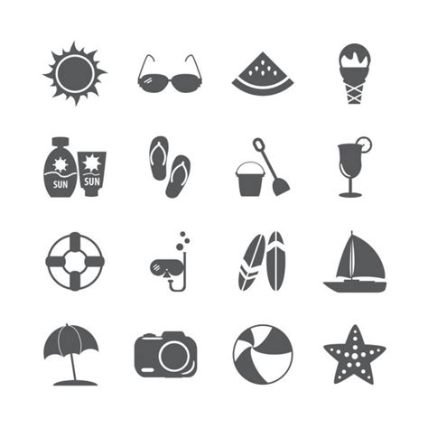 Summer Icons Thin Line Vector Illustration Set Stock Vector Image By