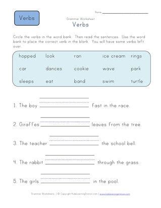 Get 10% off your first order at the scholastic store online when you sign up! 1st grade fill in blanks verb worksheet | Verb worksheets, Nouns worksheet, Verb