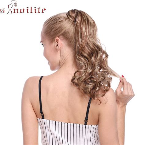 S Noilite 17 Fake Hair Ponytail Long Wavy Wrap Around Hairpieces Clip