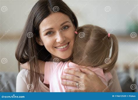 Portrait Of Happy Mom And Little Daughter Hugging Stock Image Image Of Nanny Emotional 176612539