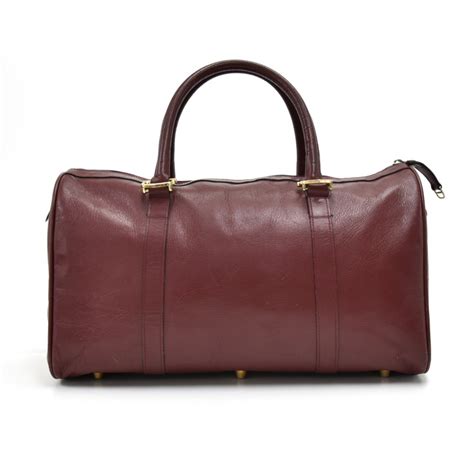 Cartier Cartier Burgundy Calfskin Leather Boston Bag Must De Cartier