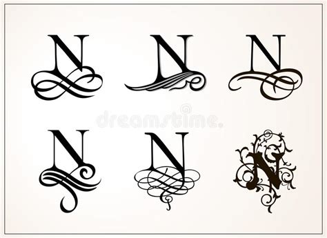 Vintage Set Capital Letter N For Monograms And Logos Beautiful