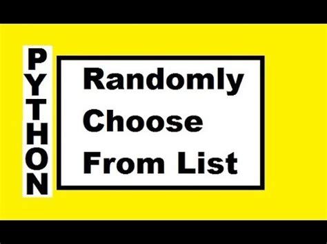 I propose a script for removing randomly picked up items off a list until it is empty: Python Randomly Chooses List Elements - YouTube