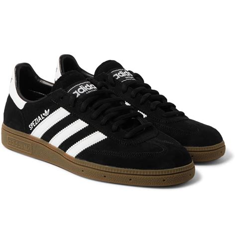 Adidas Originals Spezial Leather Trimmed Suede Sneakers In Black For