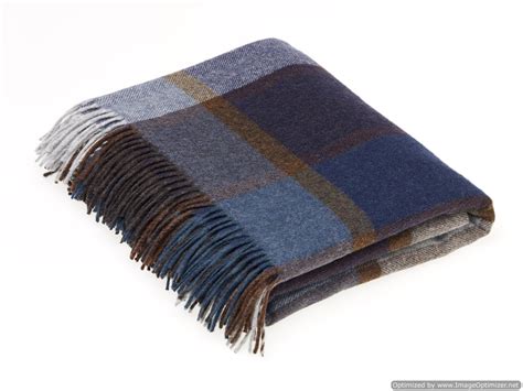 Merino Lambswool Throw Blanket Pateley Blue Made In England Bron