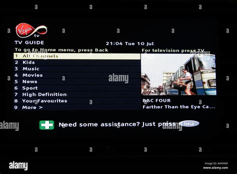 Virgin Tv Guide For Customers With Digital Cable Tv Stock Photo Alamy
