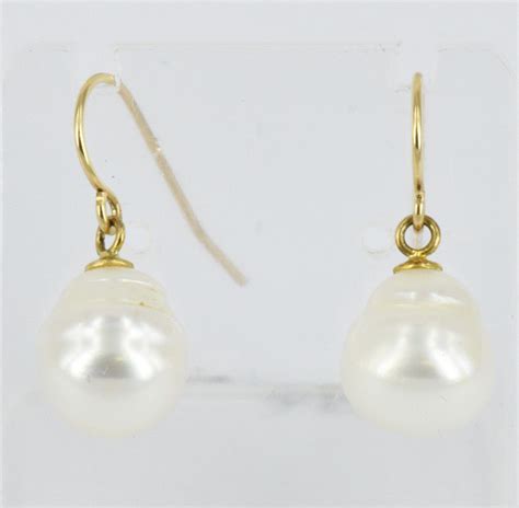 Ct Yellow Gold Freshwater Pearl Drop Earrings Earrings Jewellery