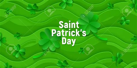 It is a day of celebration in quebec and other areas of french canada. Vector Saint Patricks day holiday poster background. Green ...