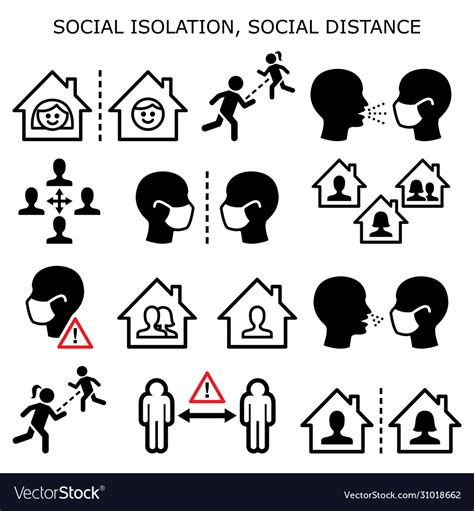 Social Isolation Social Distance Icons Royalty Free Vector