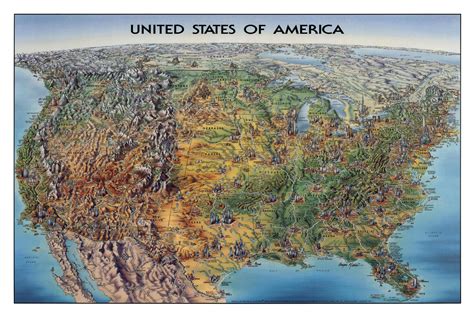 Large Illustrated Map Of The Usa A Style That Some People Might Want