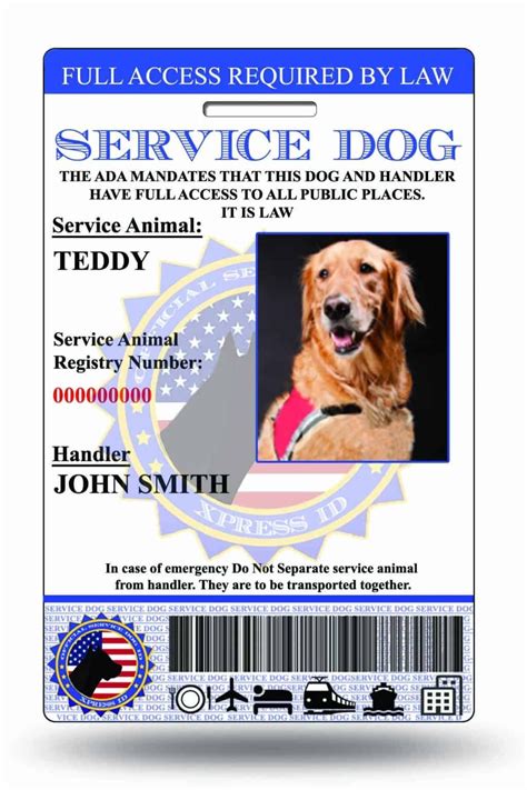 Service Dog Id Card Free Access To Animal Registry Xpressid