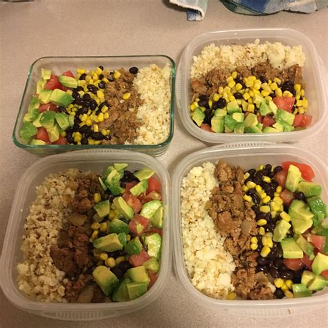 Finally Decided To Give Meal Prepping A Try Turkey Taco Bowls With