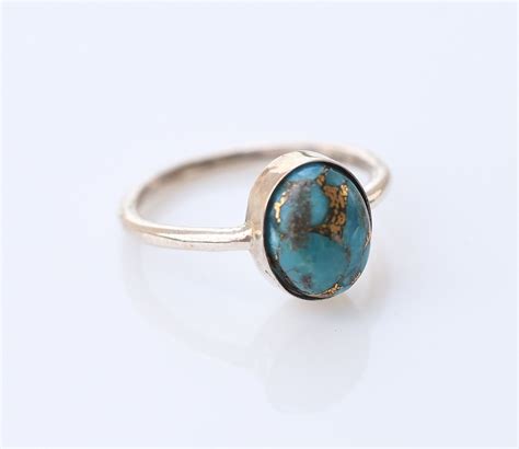 Blue Copper Turquoise Sterling Silver Ring Turquoise Ring Etsy