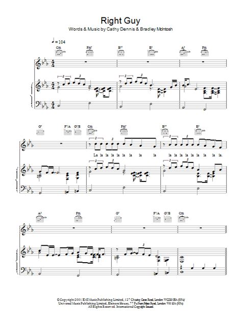S Club 7 Right Guy Sheet Music Notes Download Printable Pdf Score 20257